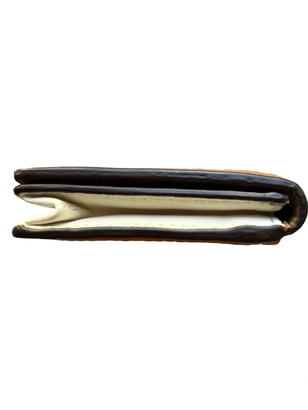 Coach Women’s Tan Cream Leather Card Holder Wallet